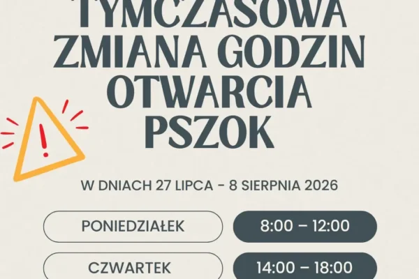 Tymczasowa zmiana godzin otwarcia PSZOK w Parzęczewie