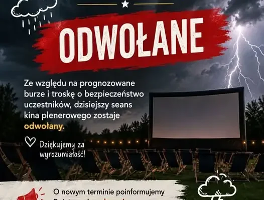 Kino plenerowe w Zgierzu odwołane z powodu burz – nowy termin wkrótce