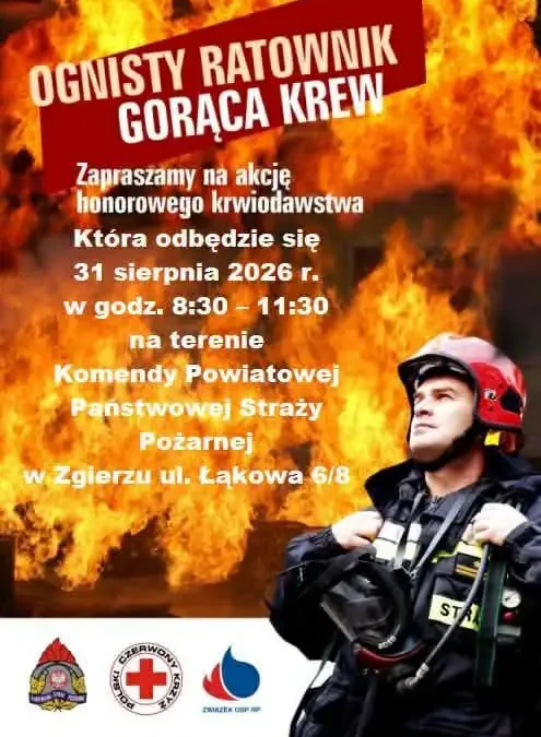 Strażacy z Zgierza zapraszają na akcję krwiodawstwa – 31 sierpnia