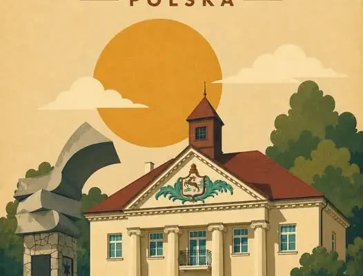 Gmina Stryków w stylu vintage – AI tworzy plakaty w klimacie dawnych pocztówek