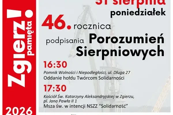 Zgierz uczci 46. rocznicę Porozumień Sierpniowych – program obchodów