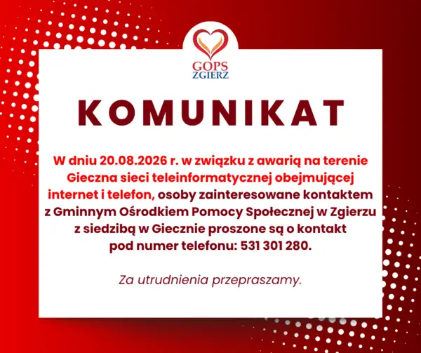Awaria sieci w Giecznie: kontakt z GOPS tylko telefonicznie