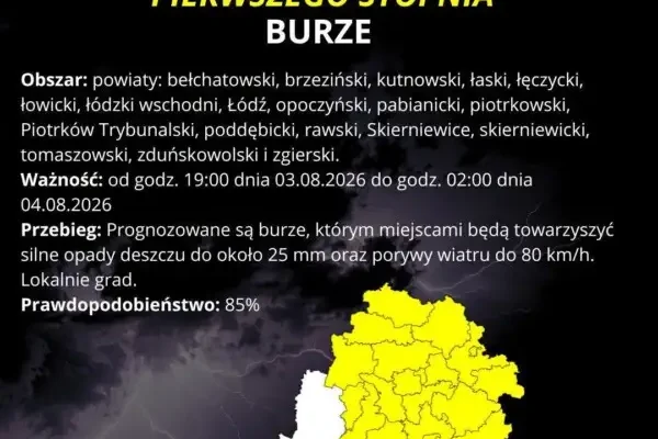 Ostrzeżenie meteorologiczne: upał i burze w gminie Zgierz