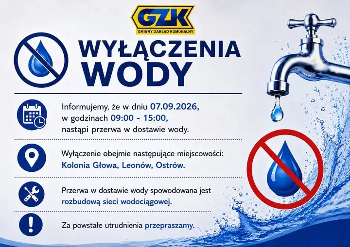 Planowana przerwa w dostawie wody w gminie Zgierz – 7 września