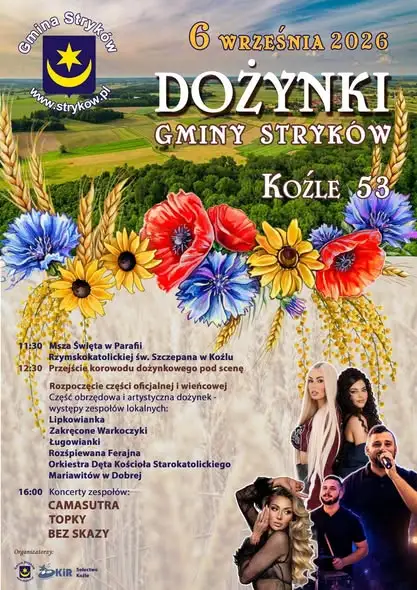 Dożynki Gminy Stryków w Koźlu – święto plonów z gwiazdami