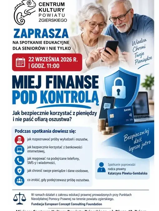 Bezpłatne spotkanie edukacyjne „Miej finanse pod kontrolą” w Zgierzu