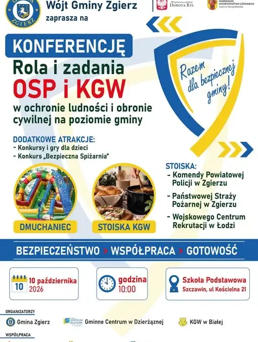 Gmina Zgierz: konferencja o roli OSP i KGW w ochronie ludności – 10 października