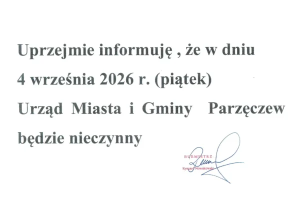 Utrudnienia dla mieszkańców: Urząd Gminy Parzęczew nieczynny w piątek 4 września