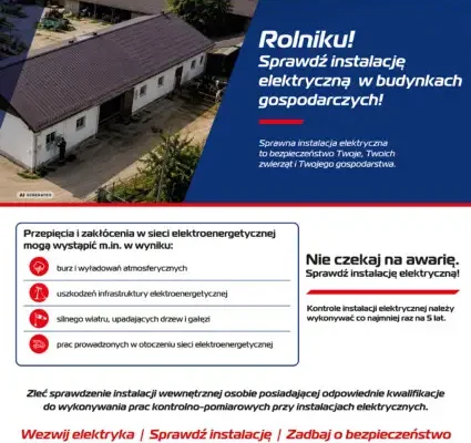 PGE ostrzega rolników: przestarzałe instalacje elektryczne zagrożeniem dla gospodarstw