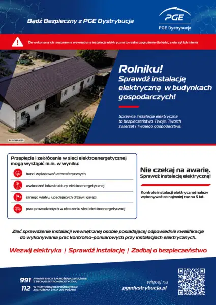PGE ostrzega rolników: przestarzałe instalacje elektryczne zagrożeniem dla gospodarstw