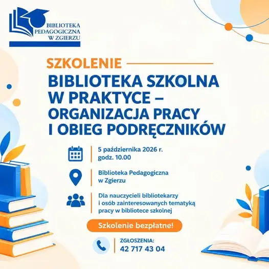 Bezpłatne szkolenie dla bibliotekarzy szkolnych w Zgierzu
