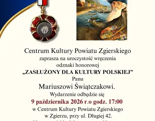 Zgierz: Mariusz Świątczak otrzyma odznakę „Zasłużony dla Kultury Polskiej”
