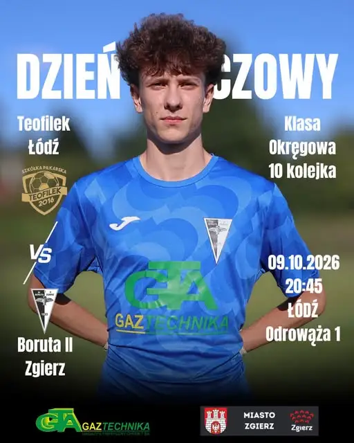 Boruta II Zgierz zagra dziś w Łodzi z Teofilkiem w 10. kolejce Klasy Okręgowej