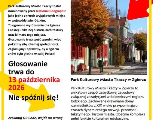 Zgierz walczy o tytuł „Cudu Polski 2026” – Miasto Tkaczy w finale plebiscytu National Geographic