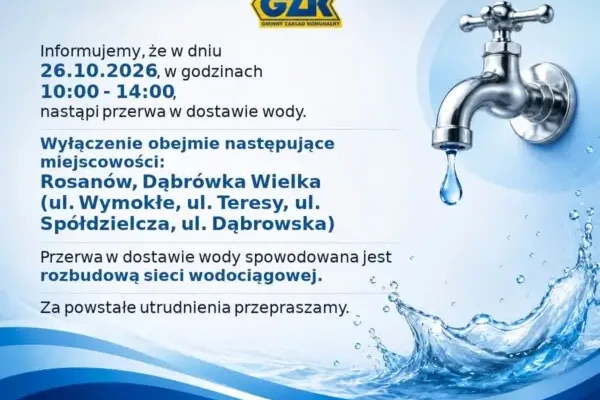 Przerwa w dostawie wody w gminie Zgierz – 26 października